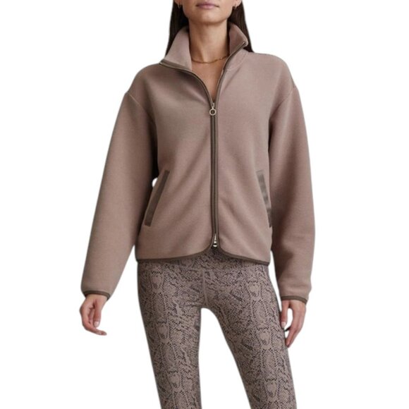 Varley Berendo Full Zip Sweatshirt Neutral Cotton Blend Long Sleeves Size M - Picture 1 of 8